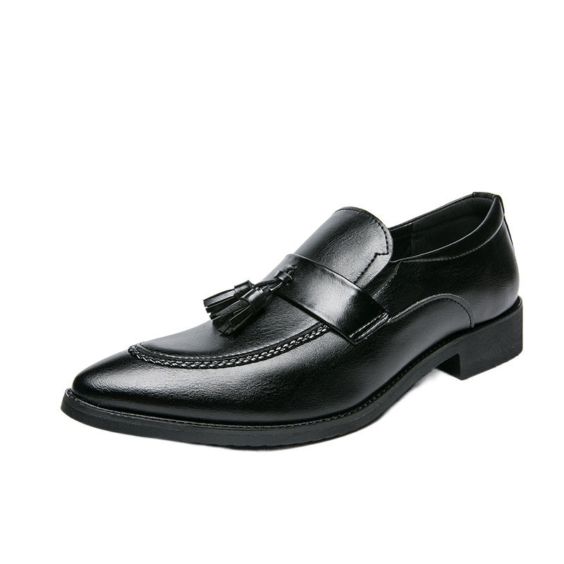 Men's British Tassel Dress Shoes | Pointed Toe PU Leather Business Loafers