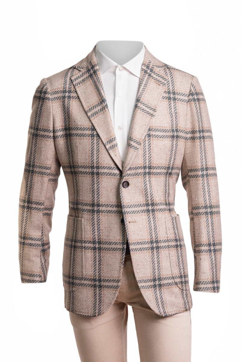 Sartorio Double-Windowpane Virgin Wool-Silk-Linen Sport Jacket