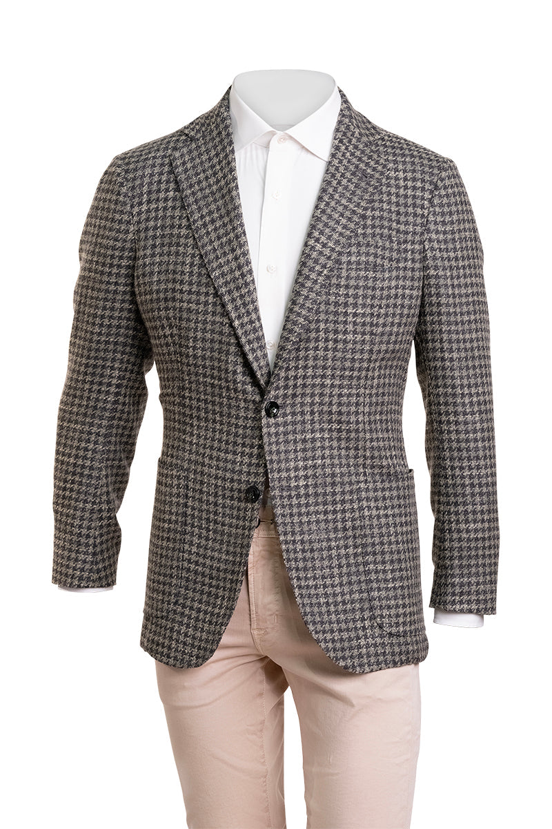 Sartorio Houndstooth Virgin Wool-Silk-Cotton Sport Jacket