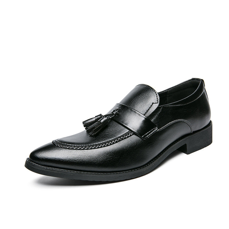 Men's British Tassel Dress Shoes | Pointed Toe PU Leather Business Loafers